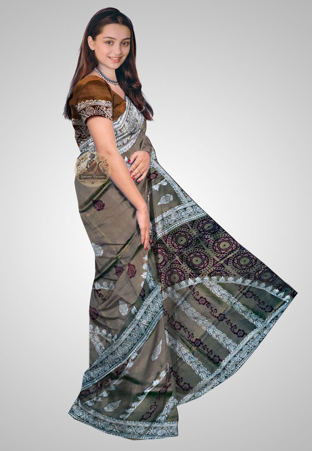 Buy Bishnupuri Katan Silk Saree online – Bishnupuri Katan Silk Saree side view