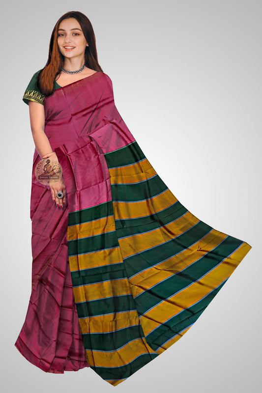 Buy Pure Silk Zari Par Saree online – Elegant front profile of the drape
