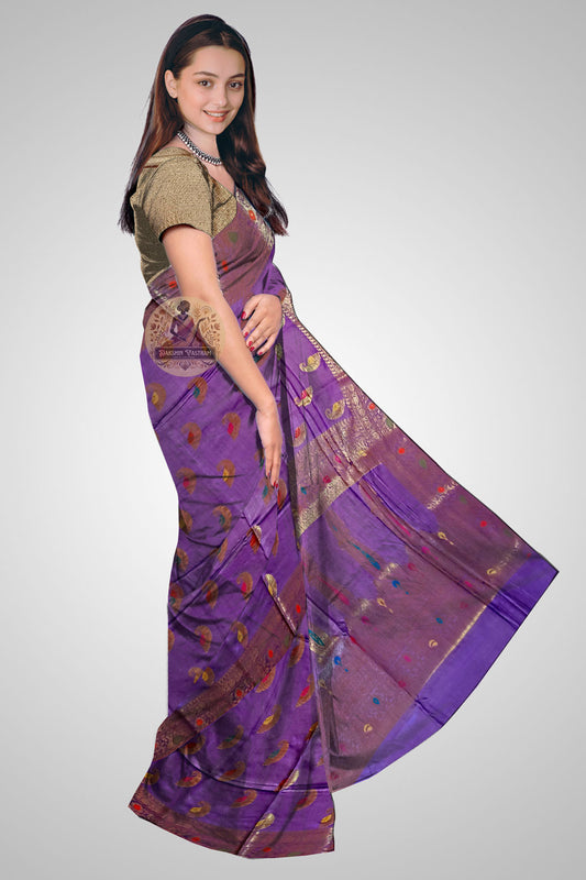 Explore Muga Sarees online – Side profile showcasing traditional weaving