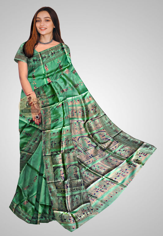 Handloom Swarnachari saree with intricate design and delicate fabric