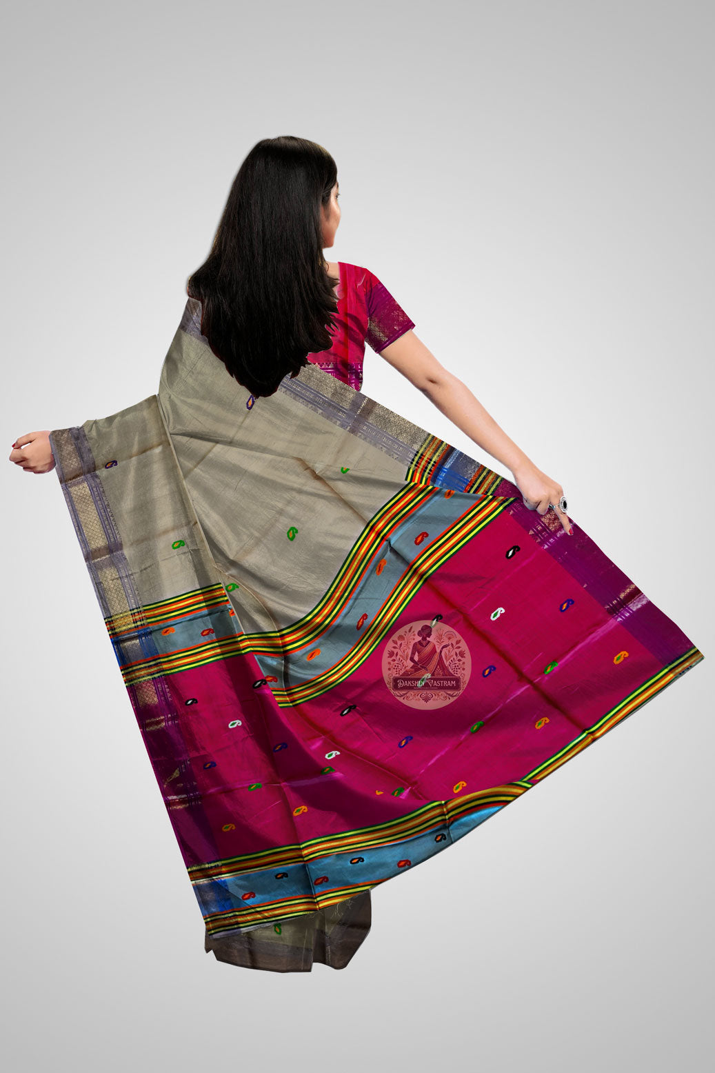 Pure Silk Saree online – Traditional silk rear view