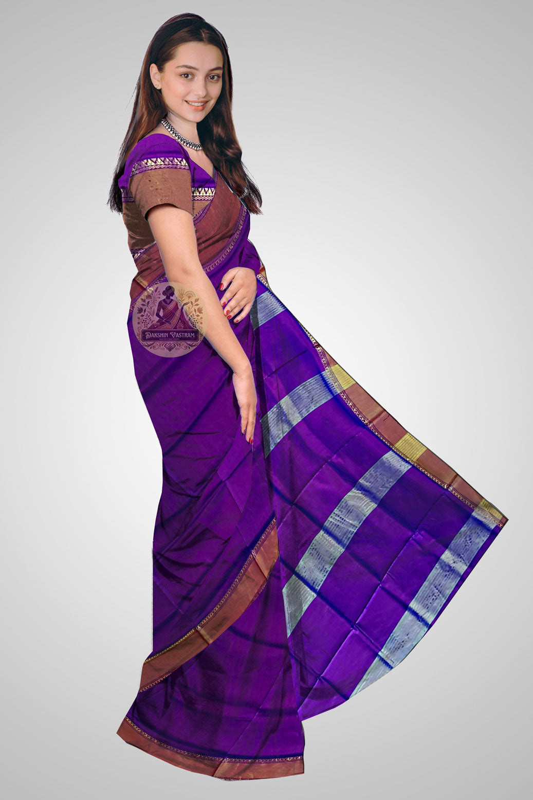 Shop Katan Silk Saree online – Side profile highlighting texture