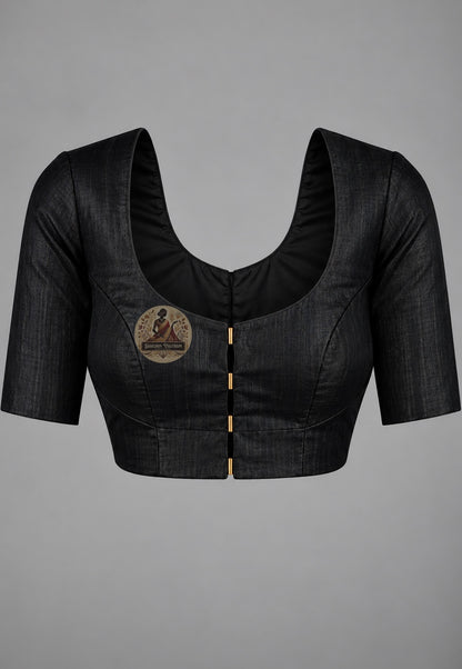 Matching blouse piece included with Ghicha Tussar pure silk trousseau handloom saree, pre-woven in the same naturally textured Tussar silk fabric from West Bengal