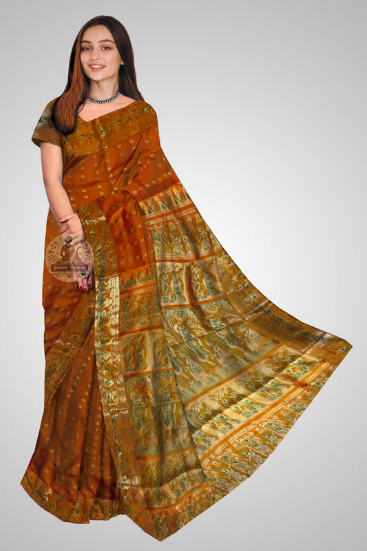 Shop Swarnachari Silk Saree online – Side angle showing intricate zari work