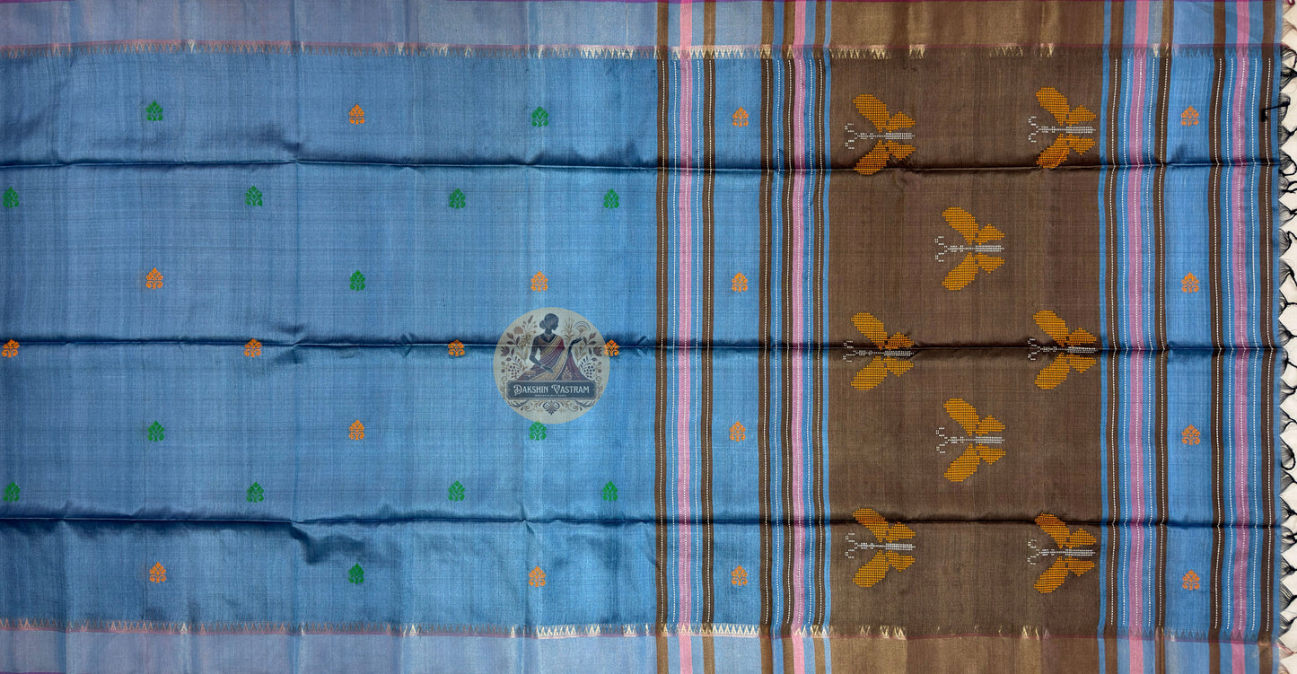 Buy Authentic Tussar Silk Saree online – Pallu design and weaving view
