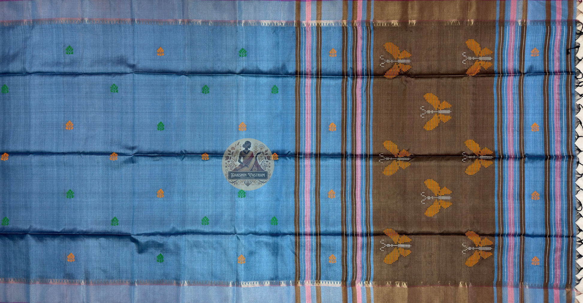 Buy Authentic Tussar Silk Saree online – Pallu design and weaving view