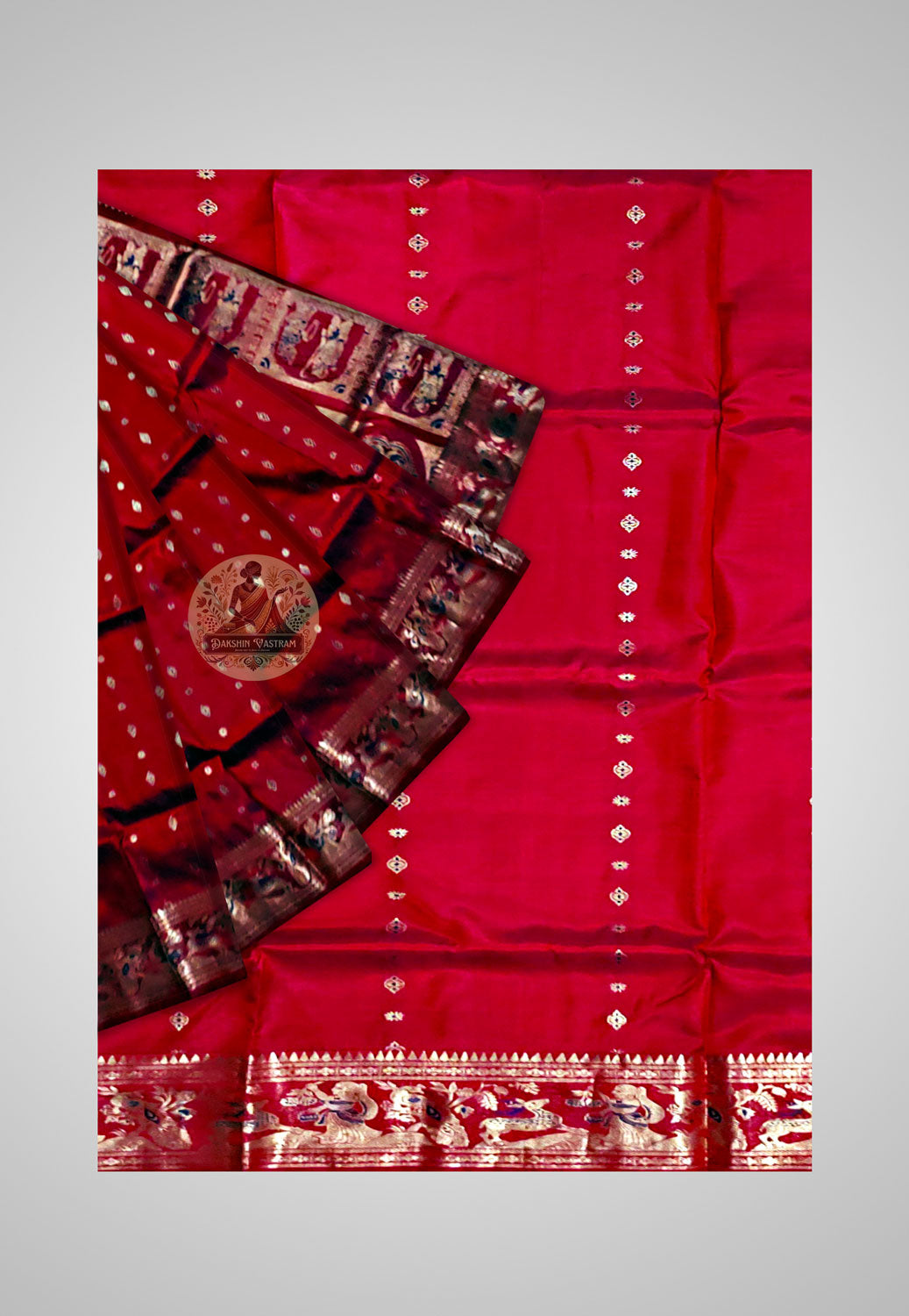 Full saree view emphasizing the opulent design and luxurious feel