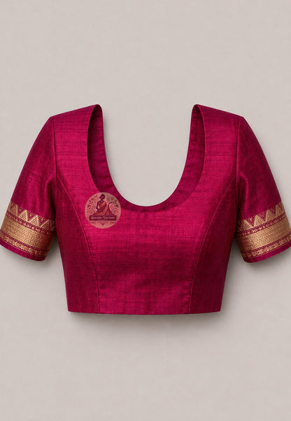 Matching blouse piece included with Bishnupur Katan Silk Saree handloom Navami Puja 2026 collection Bengal