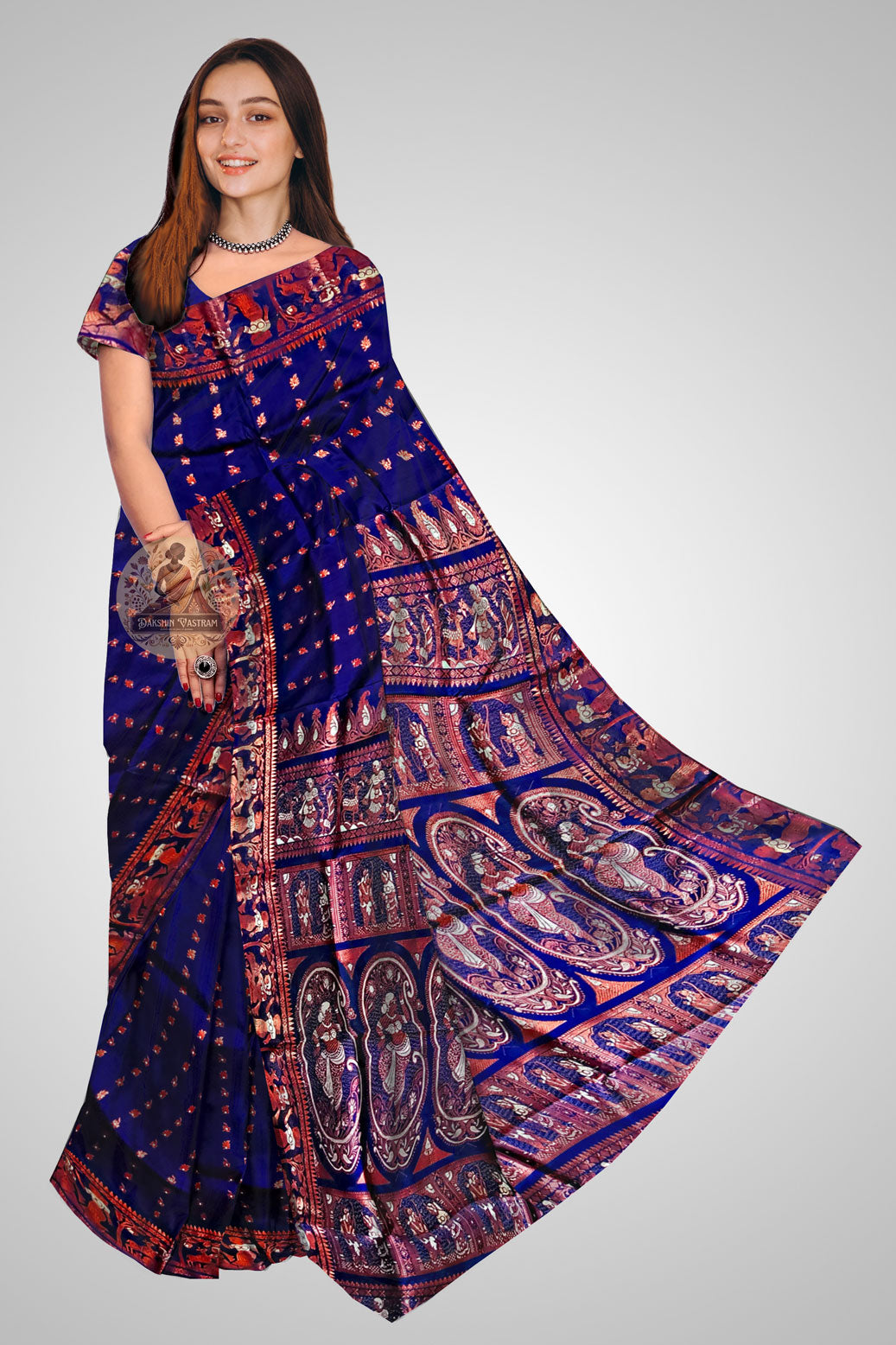Buy Swarnachari Saree online – Handwoven silk front view