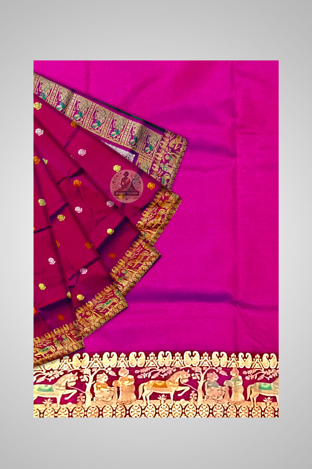 Shop Traditional Baluchari Saree – Close-up of motif embroidery