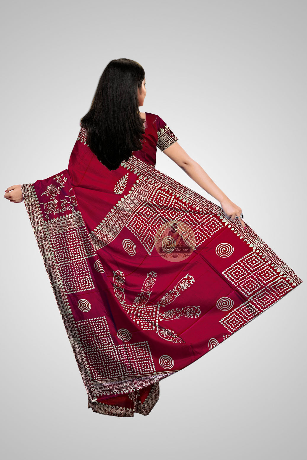 Buy Bengal Sarees – Rear view of pallu weave details