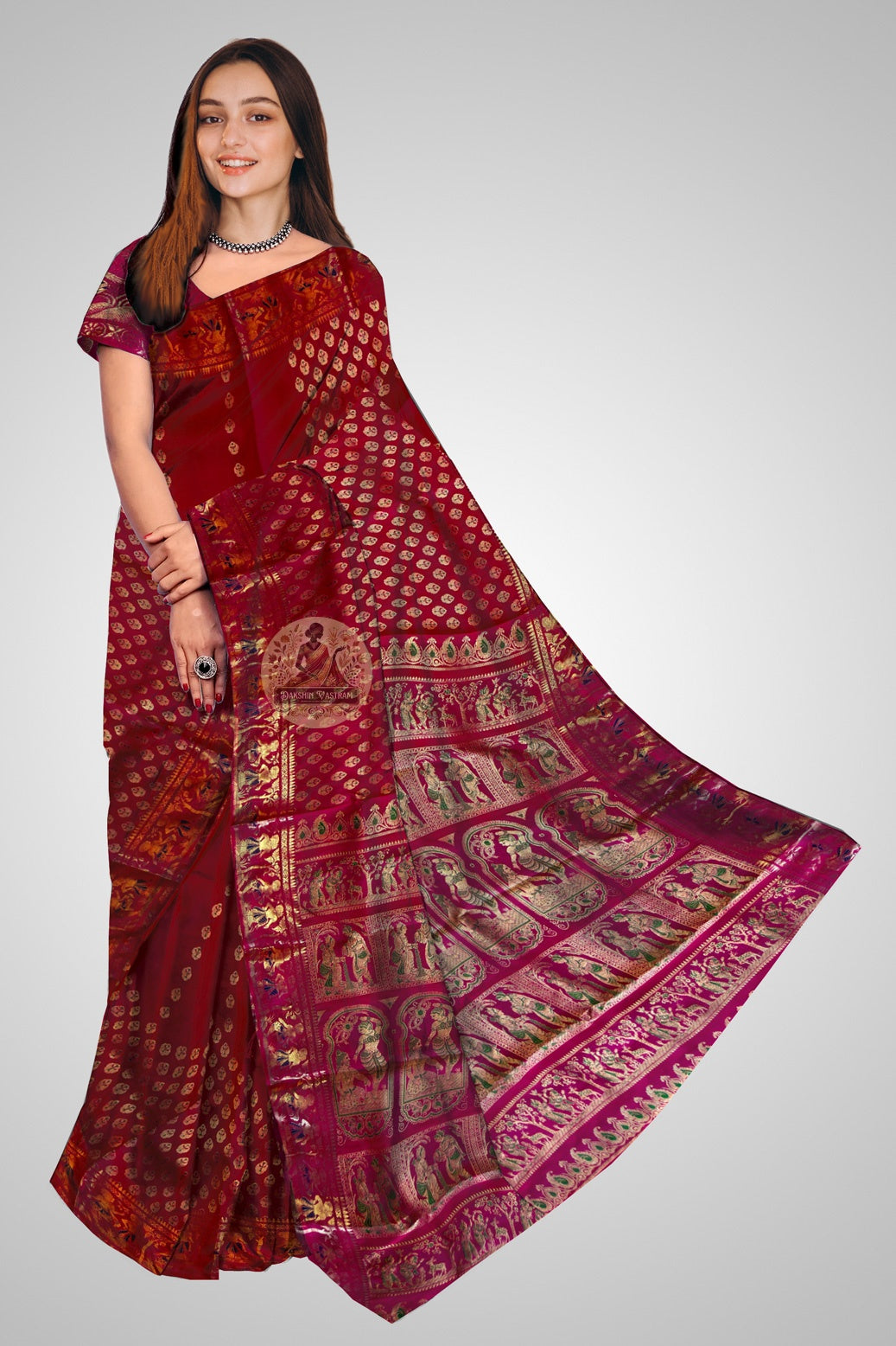 Handloom Swarnachari pure silk saree inspired by Goddess Lakshmi – buy online UK | Dakshin Vastram