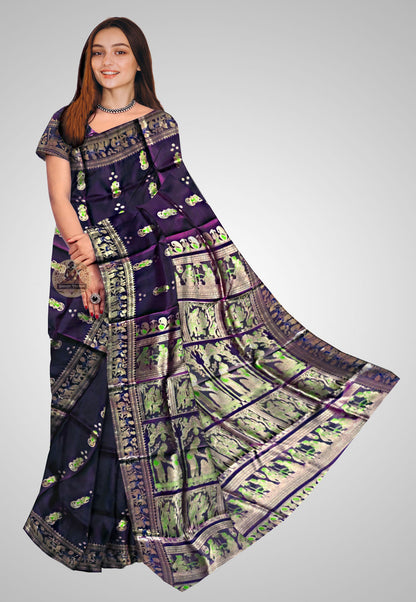 Handloom Swarnachari saree with exquisite motifs and luxurious texture