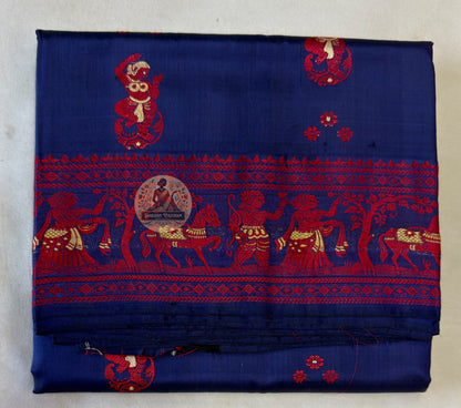 Full view of Baluchari Silk Saree by Dakshin Vastram — not just what you wear but who you are, handwoven in pure Bengal silk for weddings, Durga Puja and cultural celebrations across UK, USA, EU and India