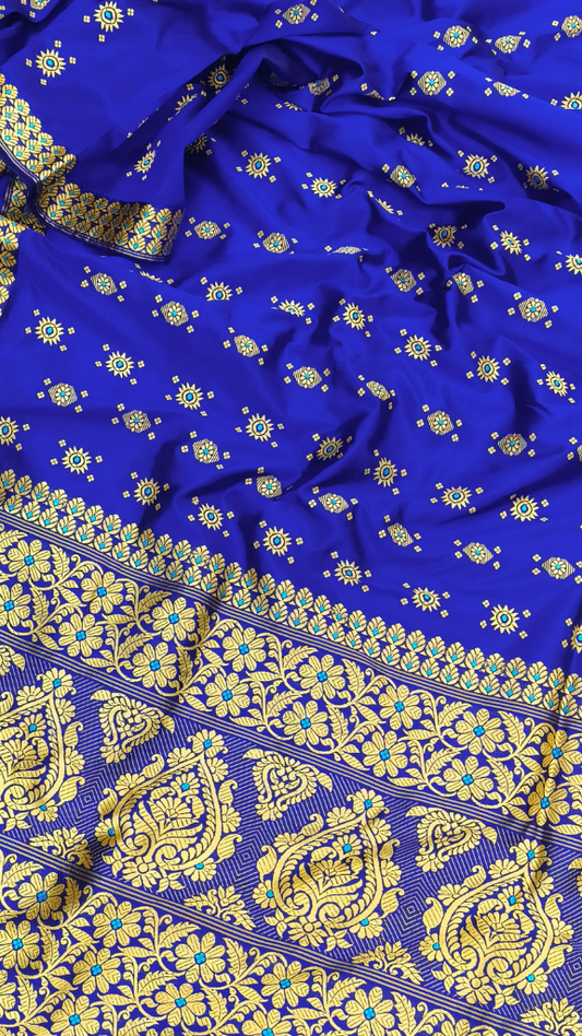 Buy Assam Mulberry silk saree online – front drape premium view
