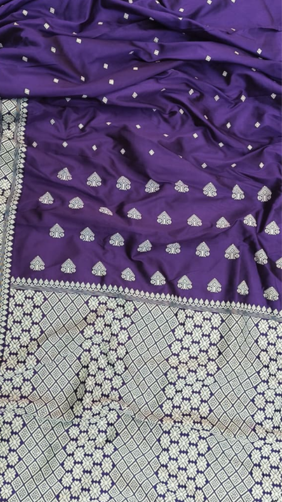 Assam Mulberry Silk Saree in deep gold handwoven by artisans in Sualkuchi, available for delivery across the UK