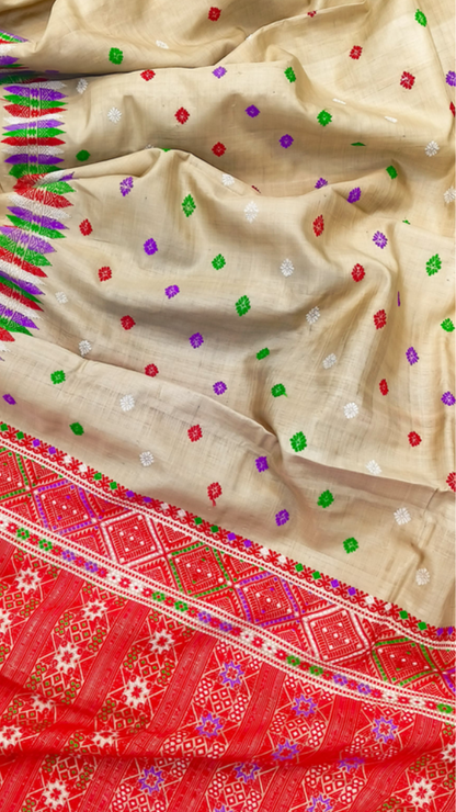 Buy Pure Muga Silk Saree online – front view of Assam silk saree