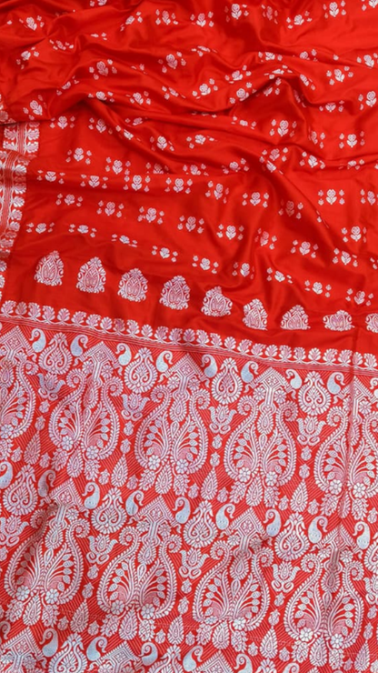 Handwoven Assam Muga Silk Saree in natural golden hue, full drape, by Dakshin Vastram – UK