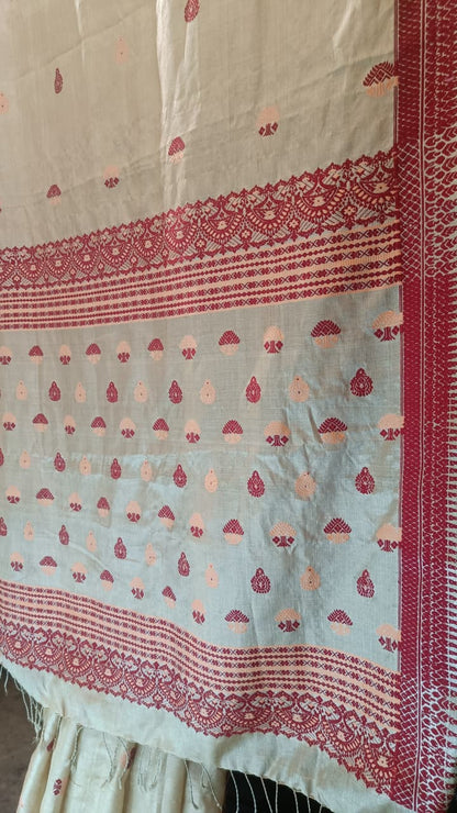 Buy Toss Assam Silk Saree – Rear angle with elegant drape