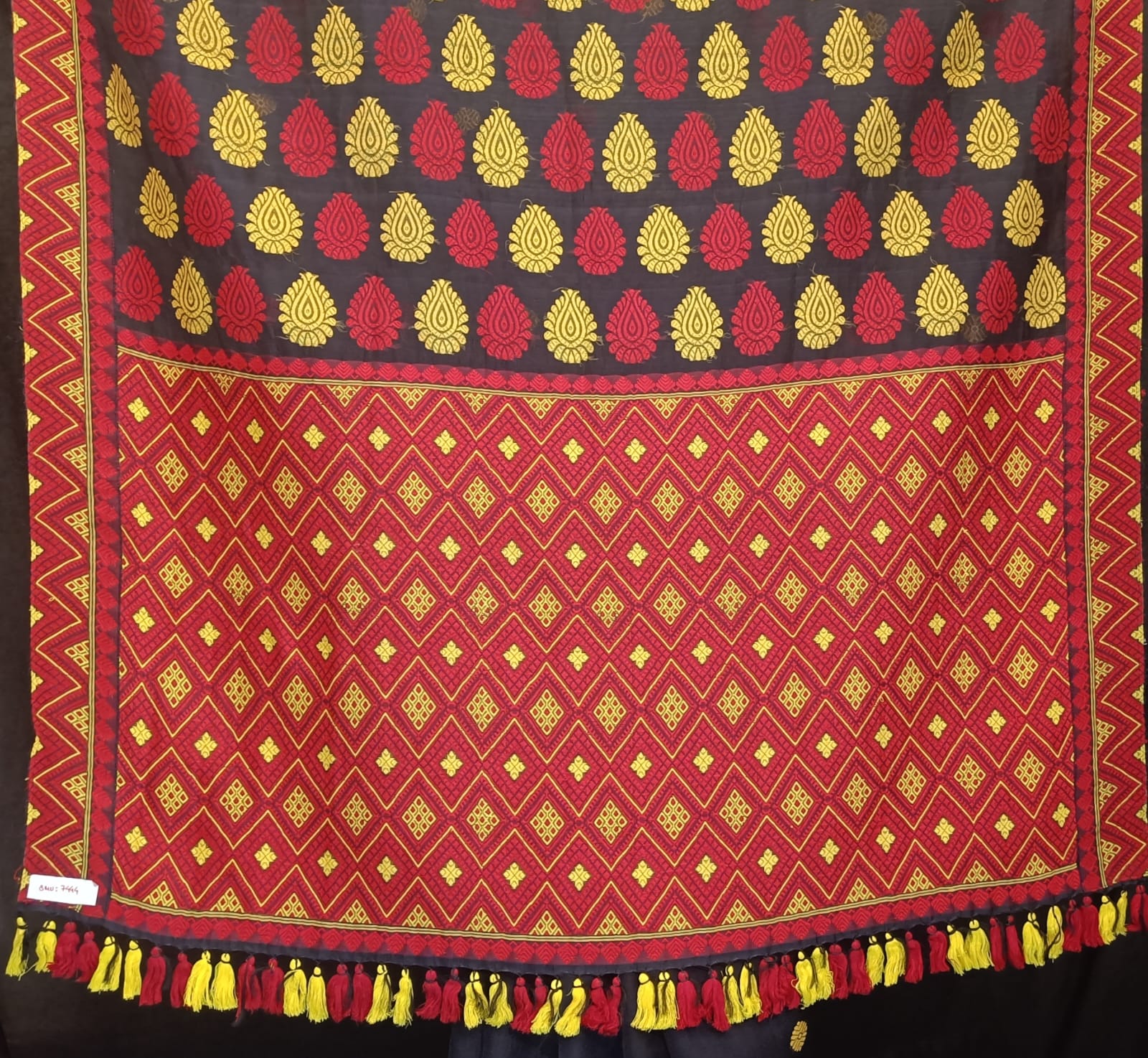 Buy Raw Assam Silk Saree – Rear angle with elegant drape