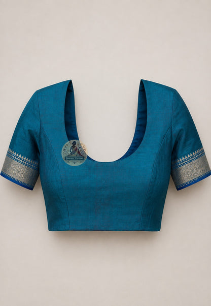 Matching blouse piece included with Bishnupur Katan Silk Saree handloom trousseau weave Bengal West Bengal