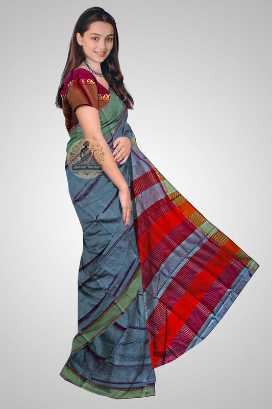 Shop Handloom Zari Saree online – Pure silk side profile view
