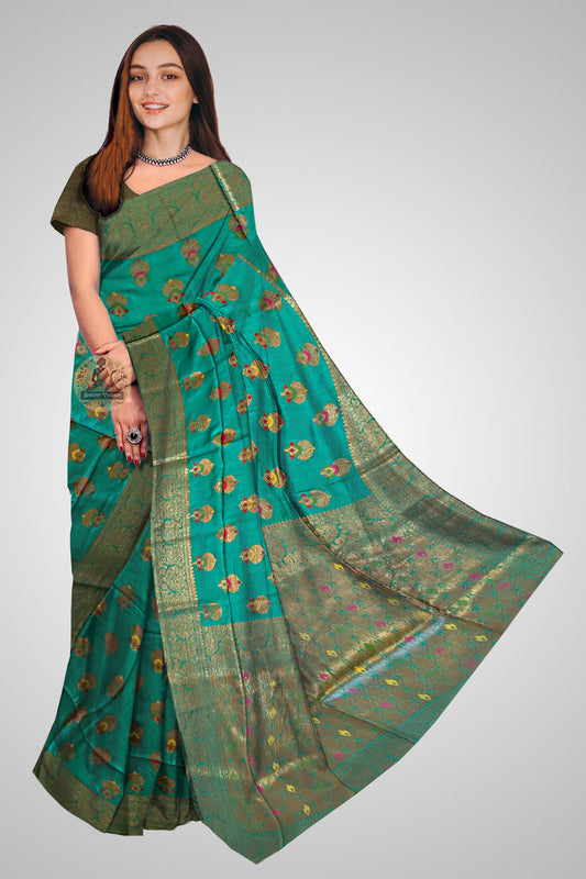 Shop Muga Silk Saree online – Traditional Assamese saree front look