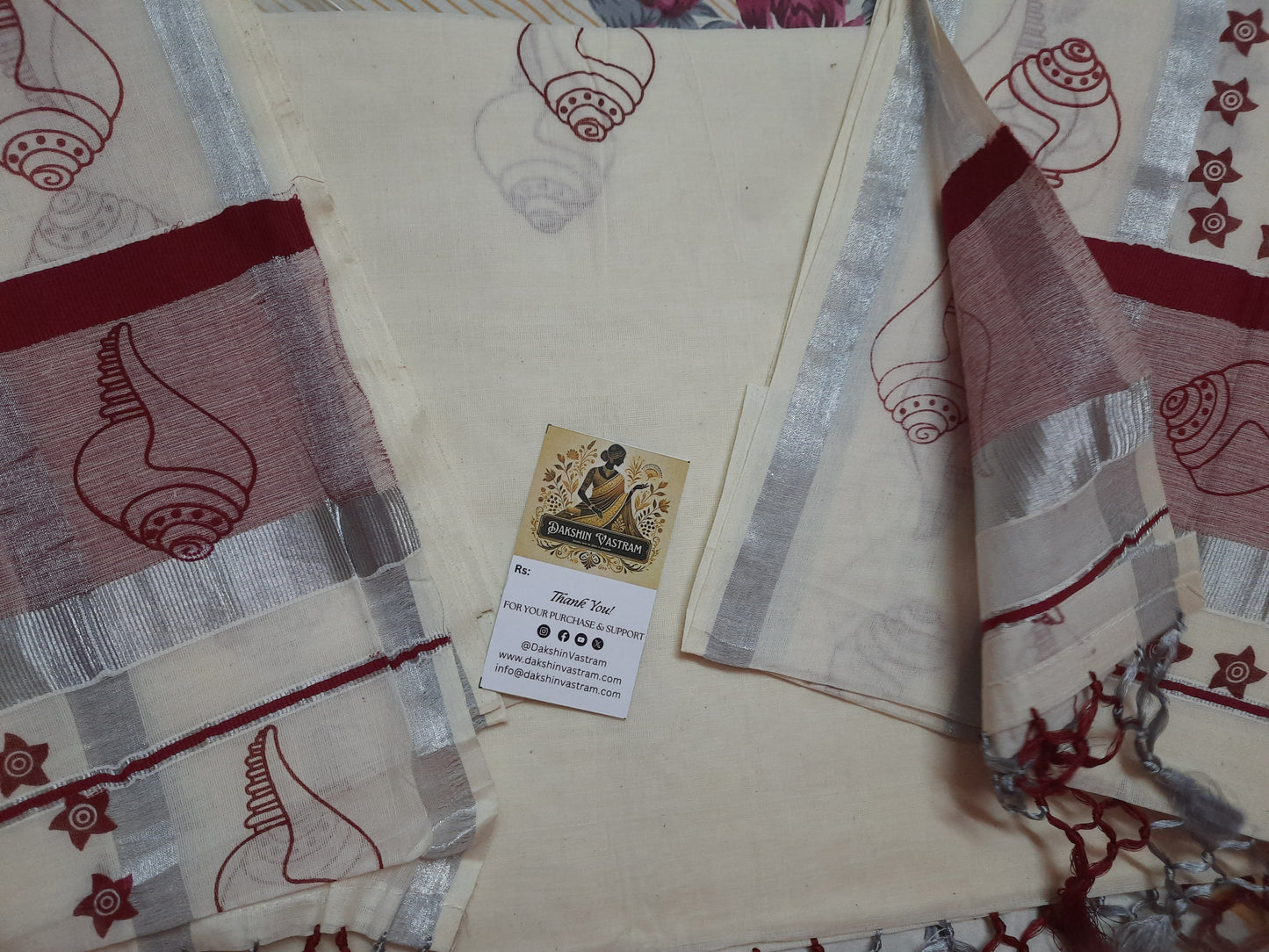 Kasavu Saree | Our Hand Printed Kasavu is a sustainable and environmentally friendly choice for your wardrobe