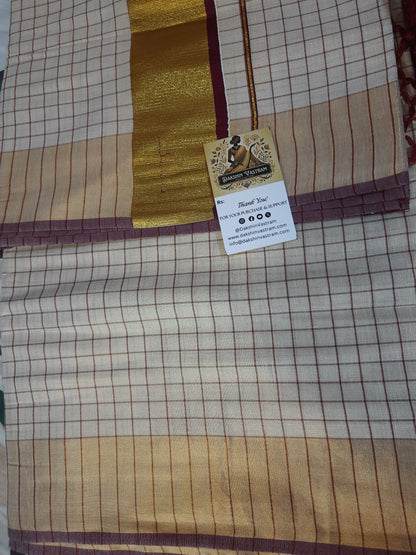 Tissue Colour Checked Saree | Expertly crafted from lightweight tissue fabric