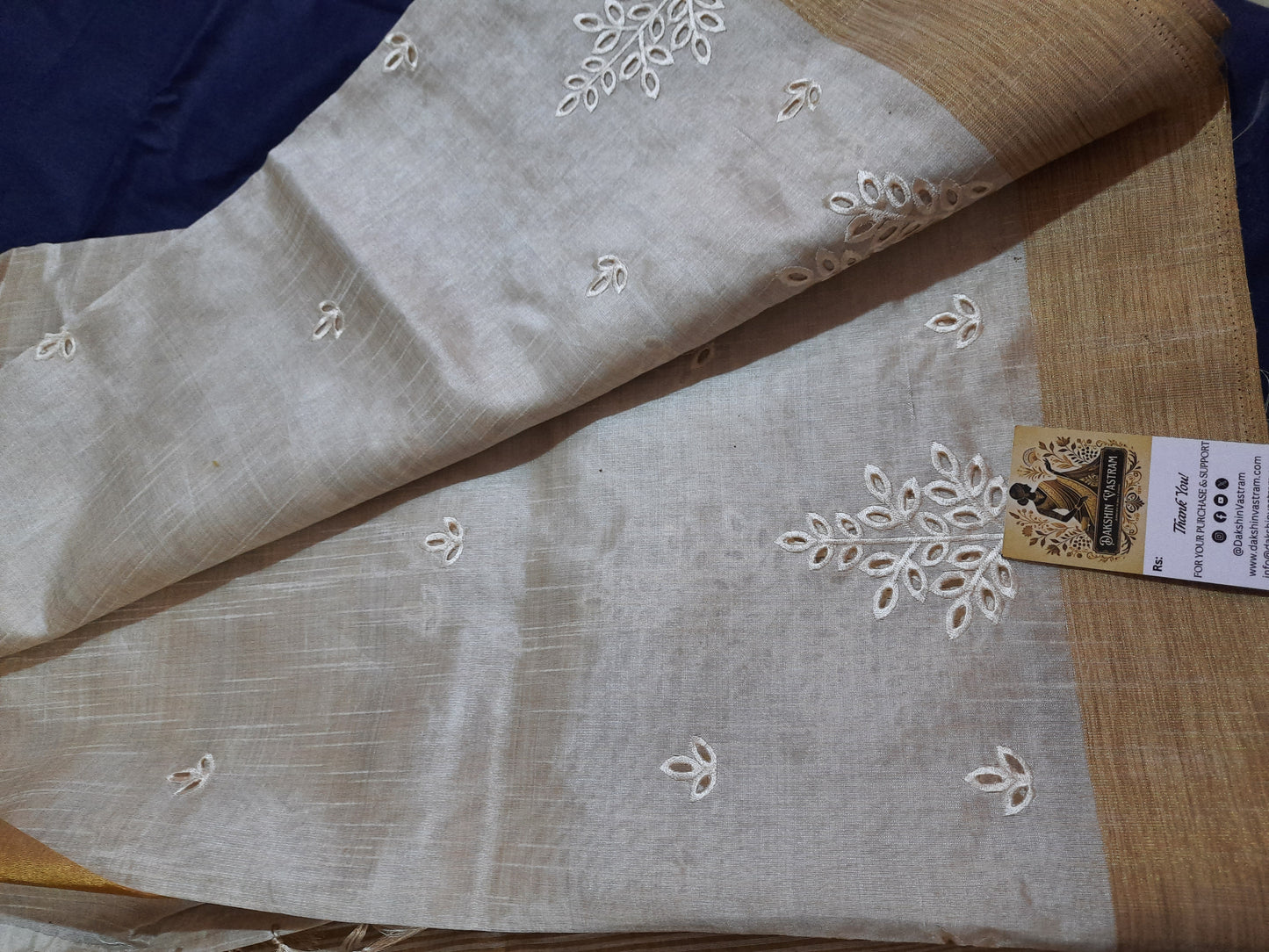 Tussar Embroidery Saree | This pure tussar saree is elevated with intricate embroidery