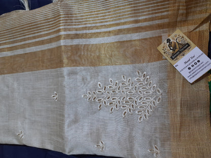 Tussar Embroidery Saree | This pure tussar saree is elevated with intricate embroidery