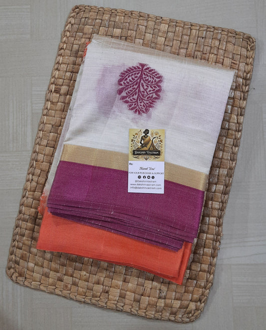 Tussar Saree | Soft Tussar | Delicate thread work adds a touch of elegance