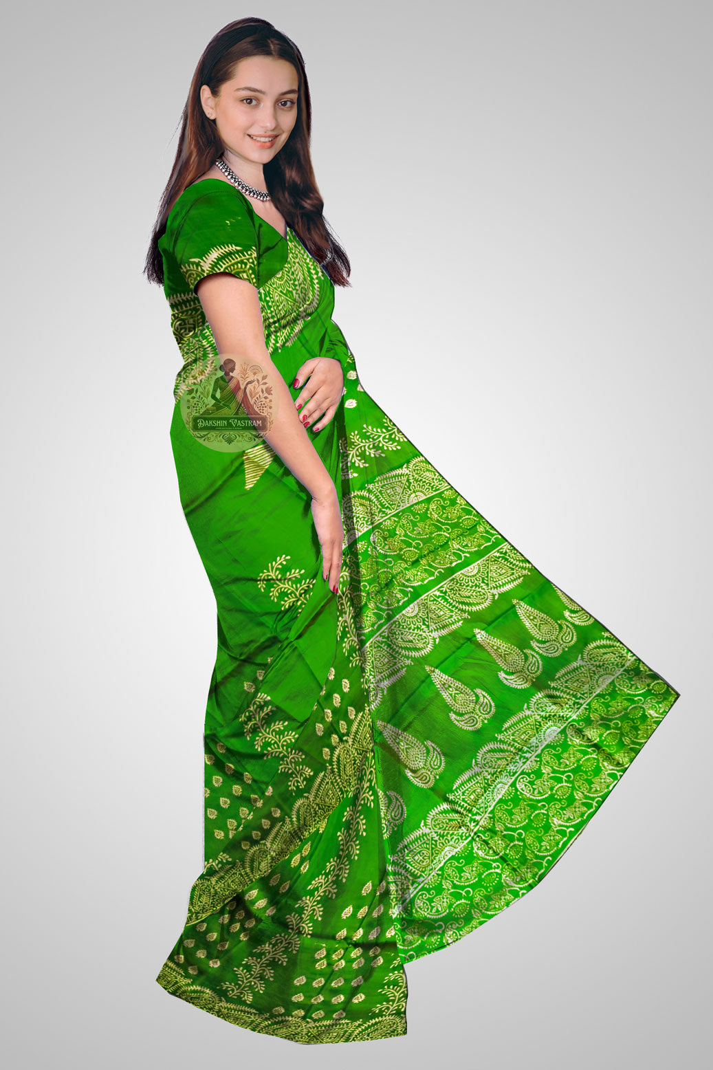 Shop Bengal Katan Silk Saree – Pure silk side drape angle for UK buyers