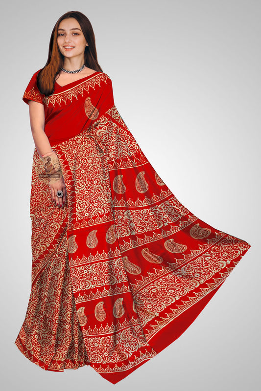 Buy Pure Katan Silk Saree online – Elegant front view of traditional saree