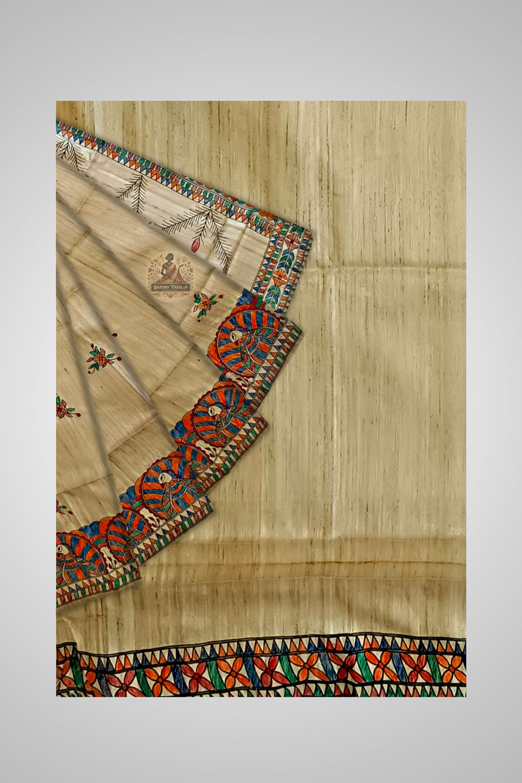 Shop Ghicha Tussar Saree – Close-up of organic weave pattern and fabric