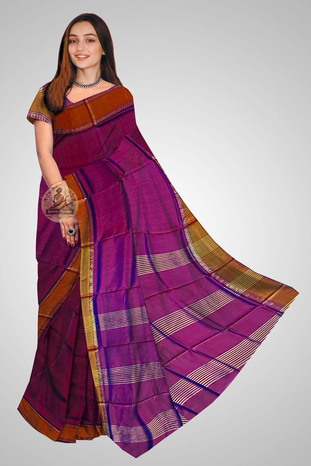 Buy Pure Silk Jori Par Saree online – Silk saree front view with zari border