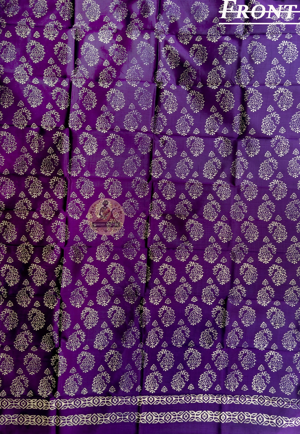 Rear view of straight hem kurti tailored from Baluchari Silk Kurti Piece paisley buti block print Bengal festive wear