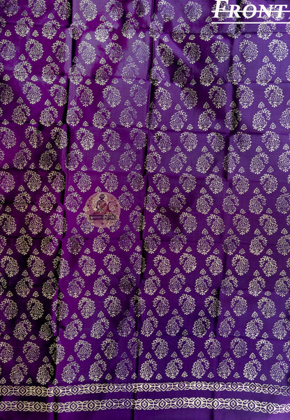 Rear view of straight hem kurti tailored from Baluchari Silk Kurti Piece paisley buti block print Bengal festive wear