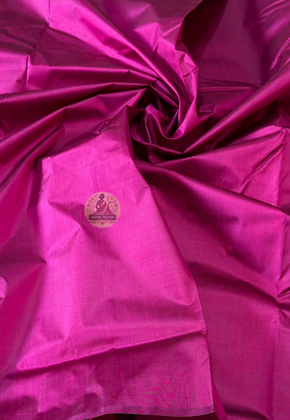 Rear view of Bishnupur handloom silk than displaying weave texture and fall, pure Bengal silk fabric length