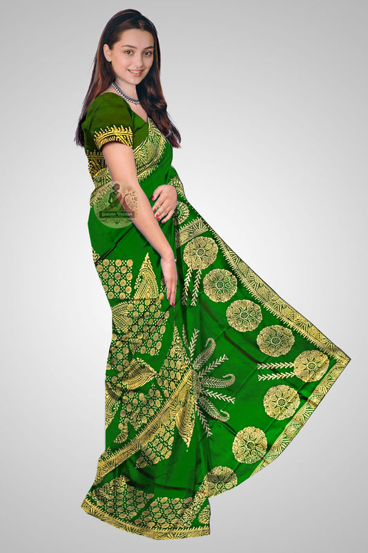 Shop Pure Katan Silk Sarees online – Side profile showing pallu details