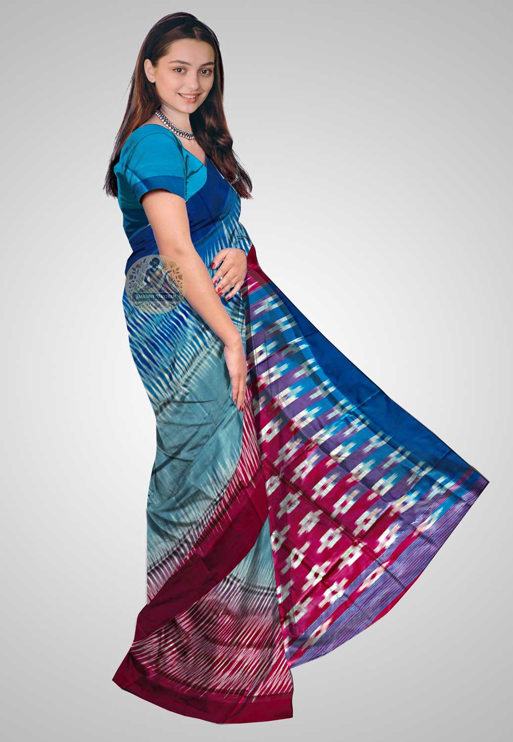 Buy Bishnupuri Katan Silk Saree online – Bishnupuri Katan Silk Saree side view