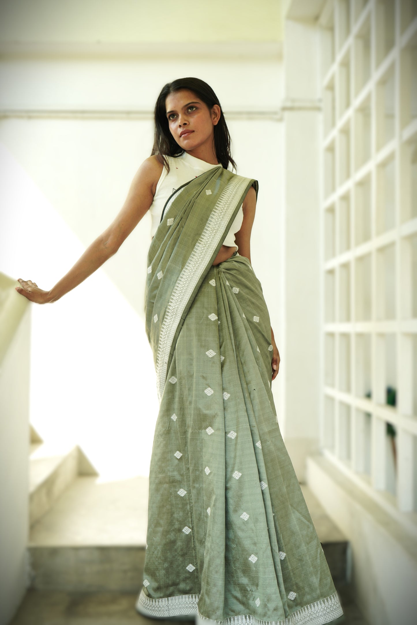 Buy Assam Silk Saree online – Front view showing traditional Assamese drape