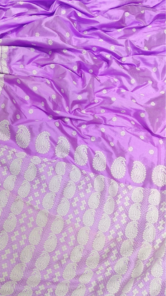 Shop Assam silk saree – side profile with smooth silk flow