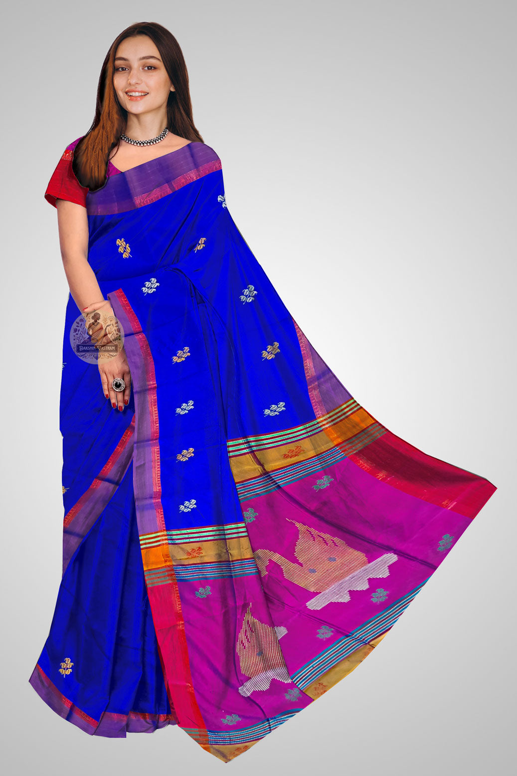 Buy Pure Silk Saree – Front view of elegant traditional weave