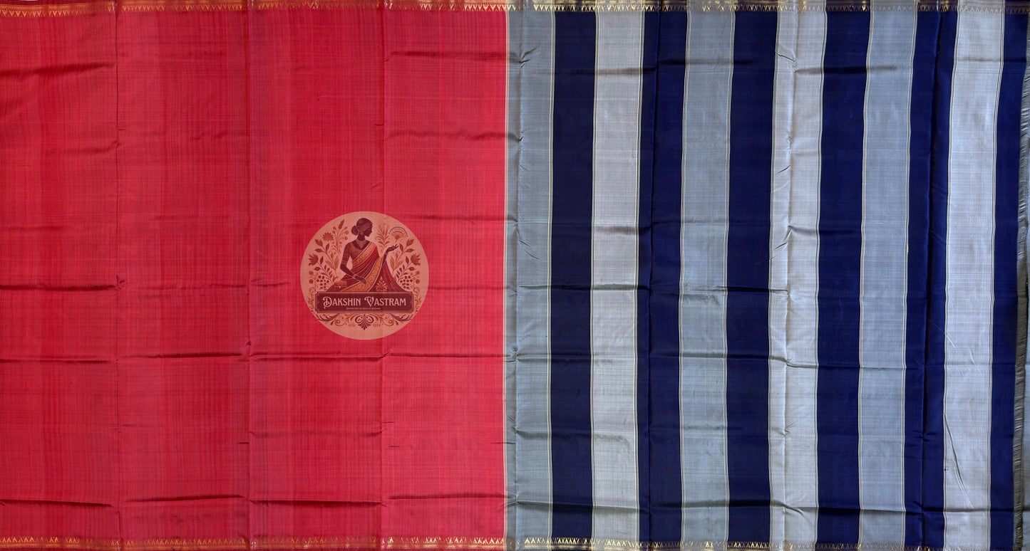 Close-up of jasmine flower butis woven into pallu of Bishnupur Katan Silk Saree, Bengal artisan handloom