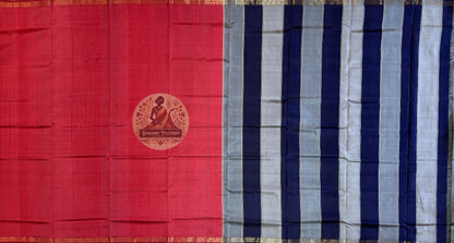 Close-up of jasmine flower butis woven into pallu of Bishnupur Katan Silk Saree, Bengal artisan handloom