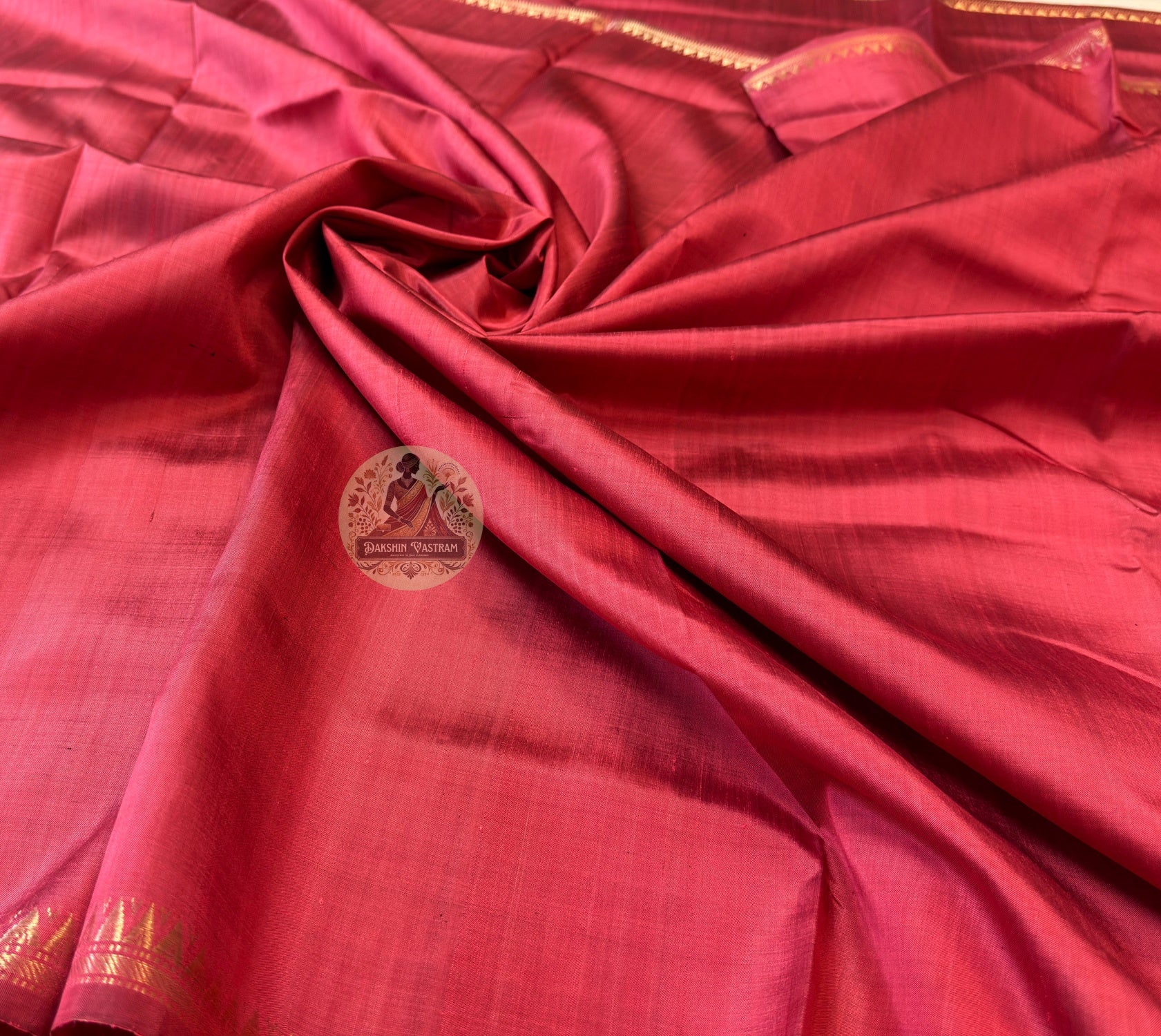 Pure Katan silk saree with gold zari border – luxury ethnic wear for Indian diaspora in New York and California