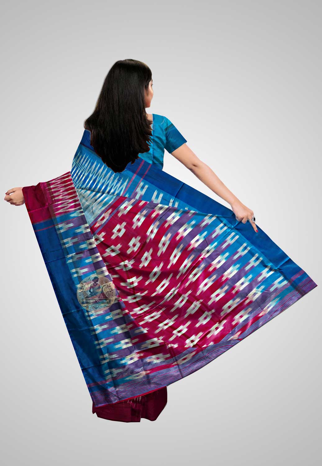 Buy Bishnupuri Katan Silk Saree online – Bishnupuri Katan Silk Saree rear view