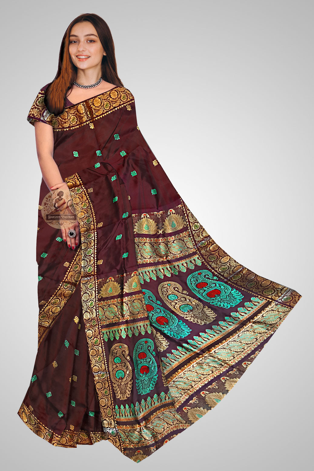 Buy Swarnachari Saree online – Front view showing silk and zari work