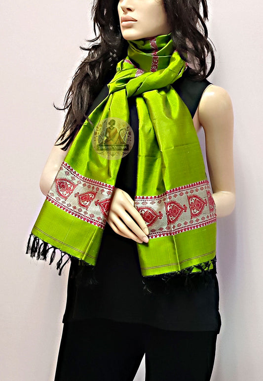 Shop Luxury Silk Stole online – Side profile with elegant fall